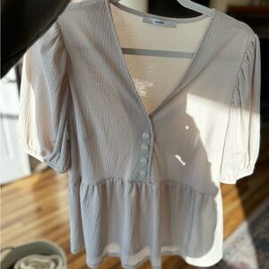 George Women's Light Pink V-Neck Button Peplum Top